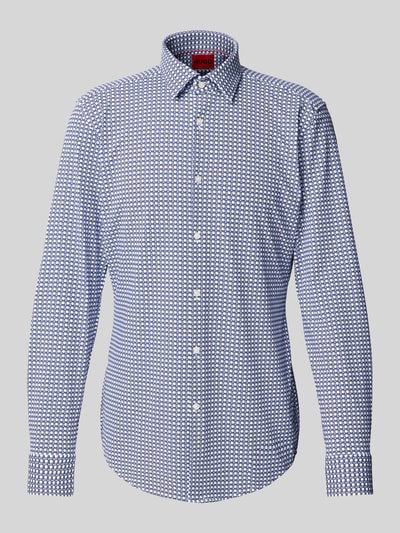 HUGO Slim fit zakelijk overhemd met kentkraag, model 'Kenno' Marineblauw - 2