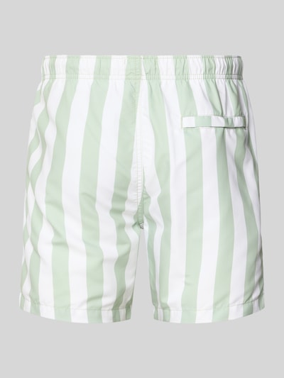 Produktfoto, Badehose mit Gesäßtasche und elastischem Bund von Shiwi im gestreiften Allover-Look, Regular Fit, mit Tunnelzug und Gesäßtasche