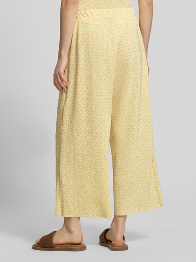 PIECES Regular Fit Culotte mit Allover-Muster Modell 'FLORA' Hellgelb 5