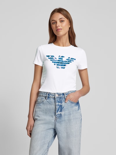 Emporio Armani T-Shirt mit Logo-Print Weiss 4