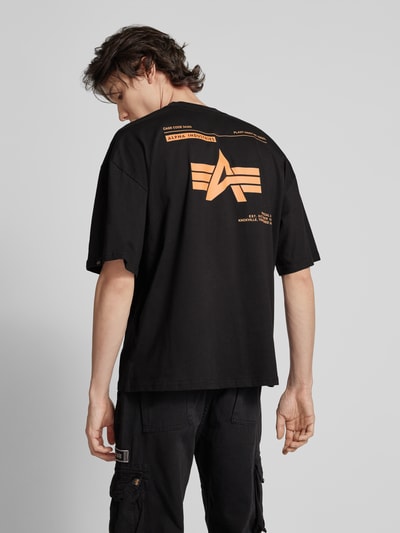 Alpha Industries T-shirt met labelpatch, model 'LOGO' Zwart - 5