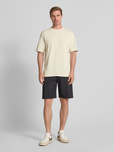 Lindbergh Oversized T-Shirt mit geripptem Rundhalsausschnitt Offwhite 1