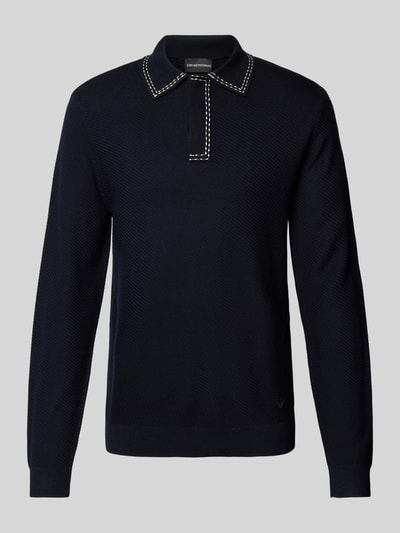 Emporio Armani Slim Fit Poloshirt mit Strukturmuster Marine 2