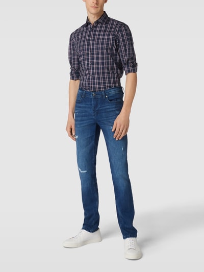 Jake*s Slim Fit Slim fit zakelijk overhemd met ruitjesmotief Oudroze - 1