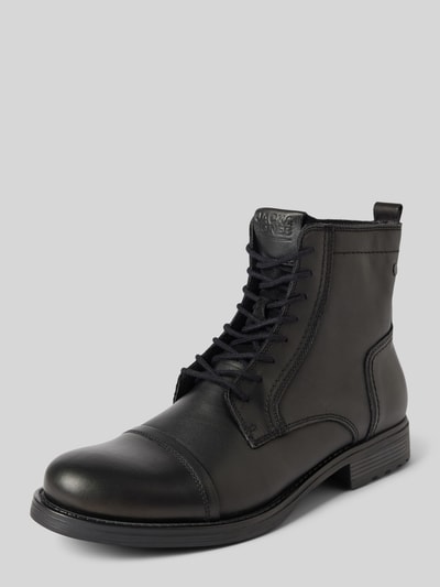 Jack & Jones Boots van leer, model 'RUSSEL' Zwart - 1