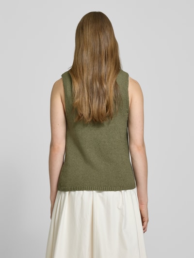 FREE/QUENT Gebreide top met V-hals, model 'Grscaliva' Kaki - 5