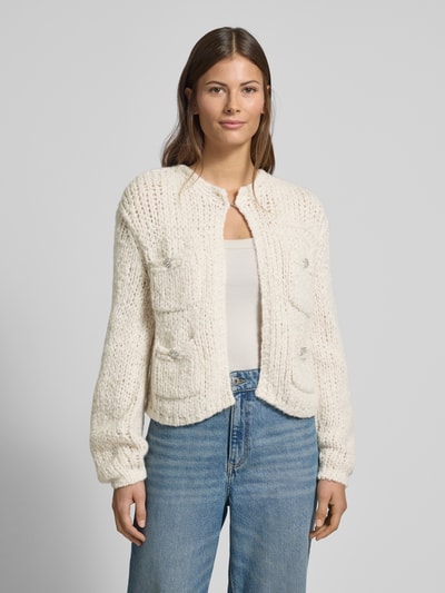 Oui Strickjacke mit Woll-Anteil und Label-Details Beige 4