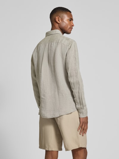 Fynch-Hatton Regular fit linnen overhemd met button-downkraag Olijfgroen - 5