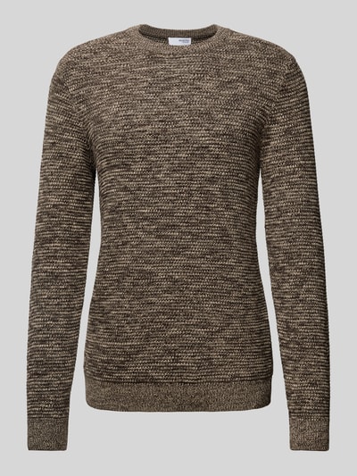 SELECTED HOMME Gebreide pullover met ronde hals, model 'NEWVINCEBUBBL' Lichtbruin - 2