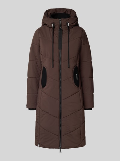 khujo Gewatteerde lange jas met capuchon, model 'ARIBAY' Donkerbruin - 2