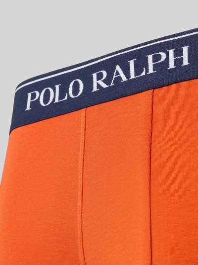 Produktfoto, orangener Baumwoll-Mix mit elastischem Bund in Dunkelblau und weißem Schriftzug, Trunks aus Baumwoll-Mix Modell 'CLSSIC TRUNK-3 PACK' von Polo Ralph Lauren für Herren Pant & Trunk von Polo Ralph Lauren Underwear