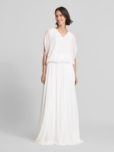 Vera Mont Top bluzkowy o kroju relaxed fit z dekoltem w serek Biały 1