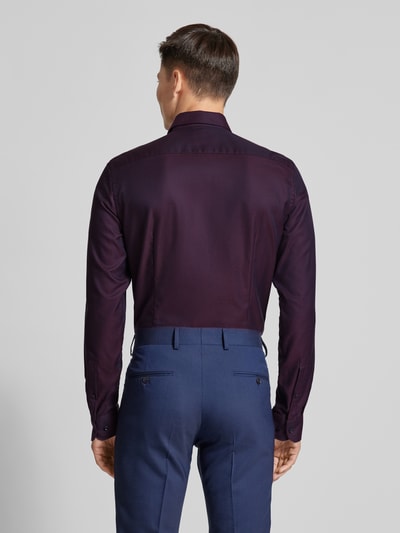 Jake*s Slim Fit Businesshemd aus reiner Baumwolle mit Kentkragen Aubergine 5