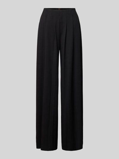 Stefanel Wide Leg Stoffhose mit gelegten Falten Black 1