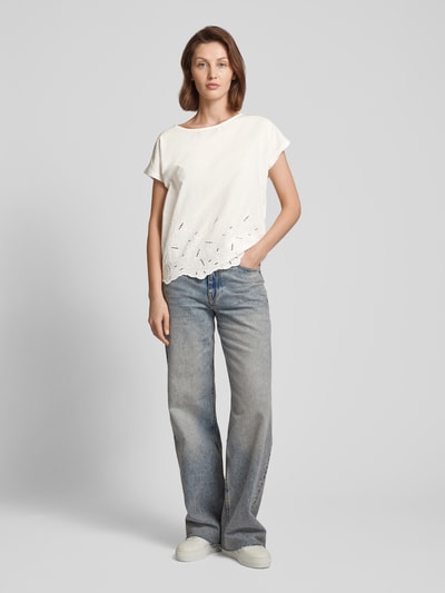 s.Oliver RED LABEL T-shirt met broderie anglaise Offwhite - 1