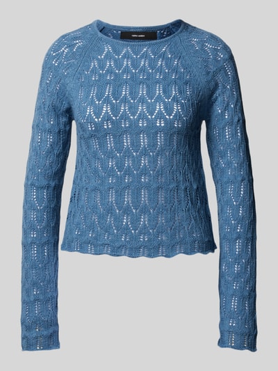 Vero Moda Regular Fit Strickpullover aus Ajour-Strick Modell 'NEW FABIENNE' Blau 2