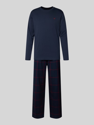 Emporio Armani Relaxed Fit Pyjama mit Logo-Stitching Modell 'Long' Marine 1