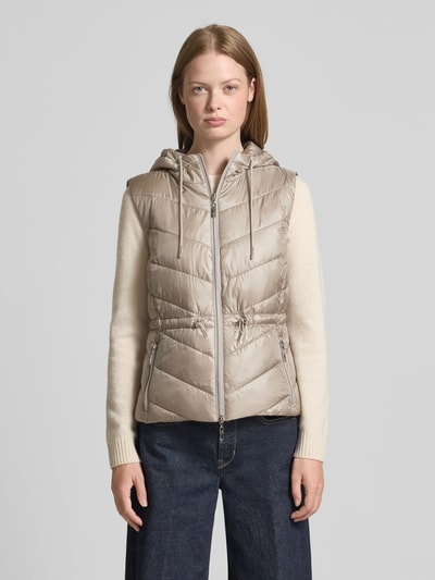 monari Kamizelka pikowana z kapturem i kieszeniami zapinanymi na zamek błyskawiczny Szarobrązowy 4