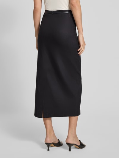 Stefanel Bleistiftrock aus Leinen-Mix mit Bindegürtel Black 5
