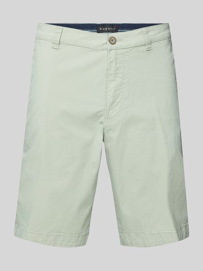 bugatti Regular fit korte chino met ceintuurlussen, model 'Flat' Groen - 2