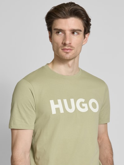 HUGO T-Shirt mit Label-Print Modell 'DULIVIO' Hellgruen 3