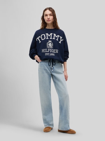 Tommy Hilfiger Loose Fit Sweatshirt aus reiner Baumwolle mit Logo-Print Marine 1