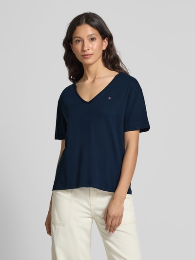 Tommy Hilfiger Regular fit T-shirt van puur katoen Marineblauw - 4