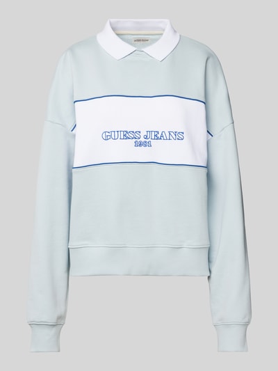 Guess Jeans Sweatshirt mit Polokragen Hellblau 2