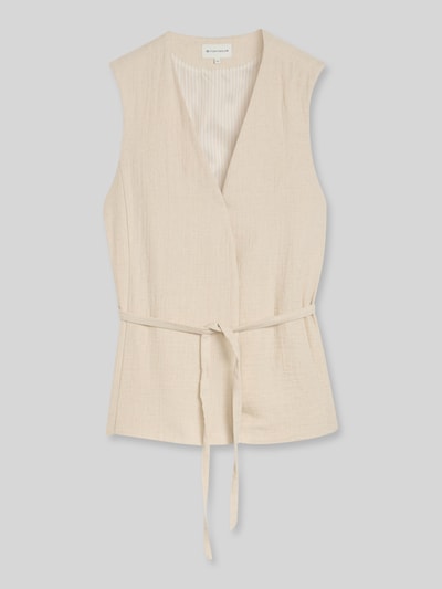 Tom Tailor Regular Fit Indoor-Weste aus Baumwolle-Leinen-Mix Sand 2