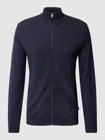 BOSS Strickjacke mit Label-Detail Modell 'Ladriano' Marineblau 2
