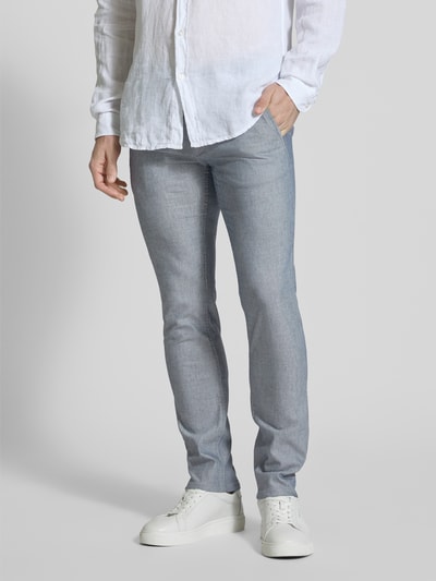 BOSS Orange Slim Fit Chino aus Baumwoll-Mix mit Leinen-Anteil Blau 4