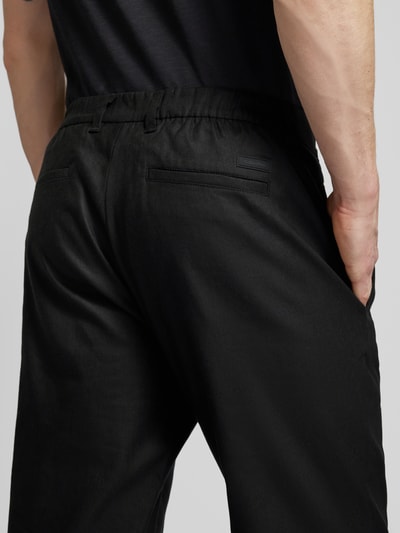 CK Calvin Klein Spodnie lniane o kroju tapered fit z detalem z logo Czarny 3