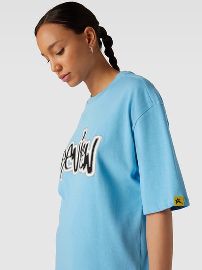 REVIEW Oversized T-shirt met REVIEW-print Lichtblauw - 3