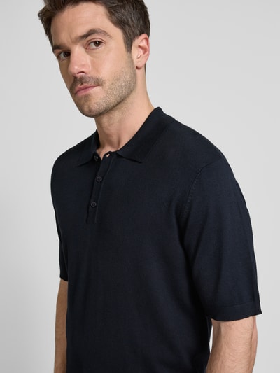 Casual Friday Slim Fit Poloshirt mit gerippten Abschlüssen Modell 'KARLO' Dunkelblau 3