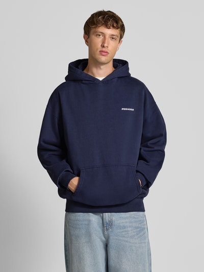 Pegador Oversized hoodie met logostitching en kangoeroezak Marineblauw - 4