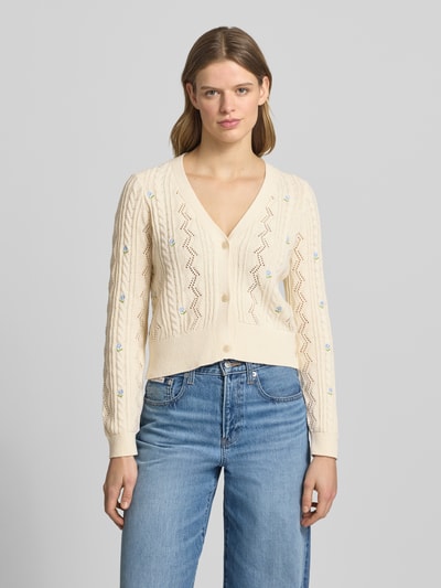 ONLY Kardigan w kroju regular fit z mieszanki bawełny, model 'BIRTIE' Écru 4