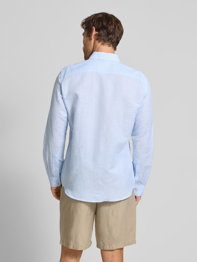 Jake*s Slim Fit Freizeithemd aus Leinen-Baumwoll-Mix Hellblau 5