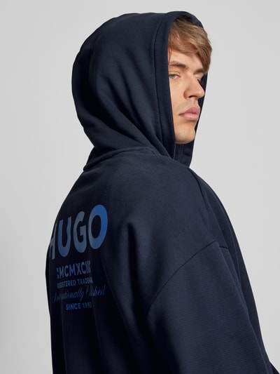 Hugo Blue Regular Fit Hoodie mit Label-Print Modell 'Nazardo' Dunkelblau 3