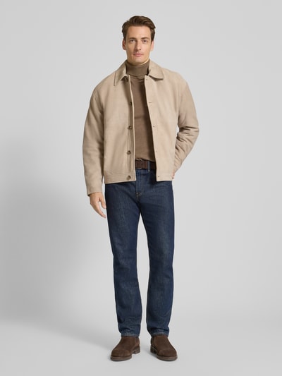 SELECTED HOMME Regular fit leren jack van echt geitensuède, model 'LANCE' Zand - 1