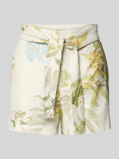 Produktfoto, Shorts mit Bindegürtel Modell 'KIRSTEN' von Guess aus reiner Baumwolle im Allover-Look, Regular-Fit, florale Prints, helle Farben, glatte Struktur