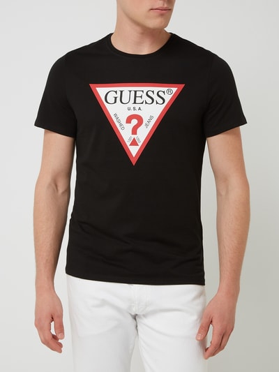 Guess Slim fit T-shirt met logoprint Zwart - 4