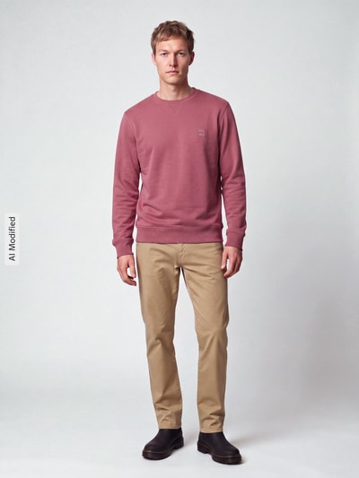 BOSS Orange Regular Fit Sweatshirt aus reiner Baumwolle Modell 'Westart' Altrosa 1