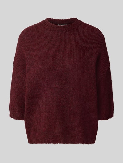 Produktfoto, Relaxed Fit Strickpullover mit 3/4-Arm Modell 'BYOTIA' van b.young, bordeauxrood, zachte textuur, wolmix, damespullover