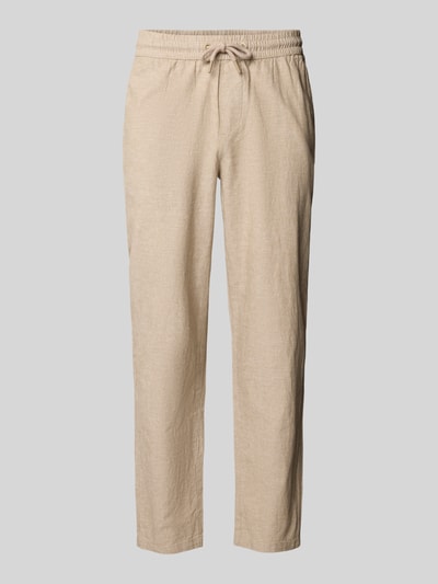 Produktfoto, Hose aus Baumwoll-Leinen-Mix mit elastischem Bund von Blend in Beige, Regular-Fit, Modell 'ABAN', feine Struktur, für Herren