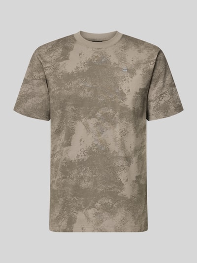 Produktfoto, T-Shirt aus Baumwolle mit Rundhalsausschnitt von G-Star Raw, beige gemustert, Regular Fit, Allover-Look, Rückenlänge 68 cm