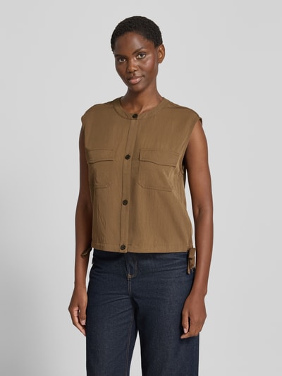 s.Oliver RED LABEL relaxed fit bodywarmer met tunnelkoord Middenbruin - 4
