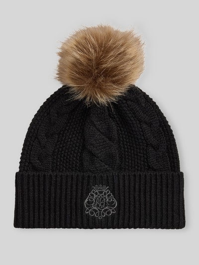 Lauren Ralph Lauren Muts met pompon van imitatiebont Zwart - 1