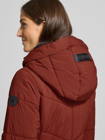 khujo Gewatteerde lange jas met capuchon, model 'ARIBAY' Donkerrood - 3