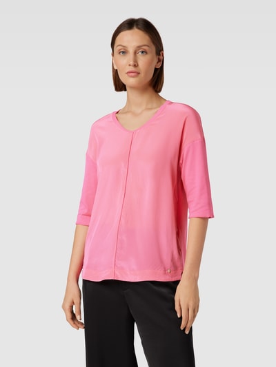 Marc Cain T-shirt met V-hals Felroze - 4