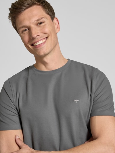 Fynch-Hatton T-shirt met logostitching Antraciet - 3